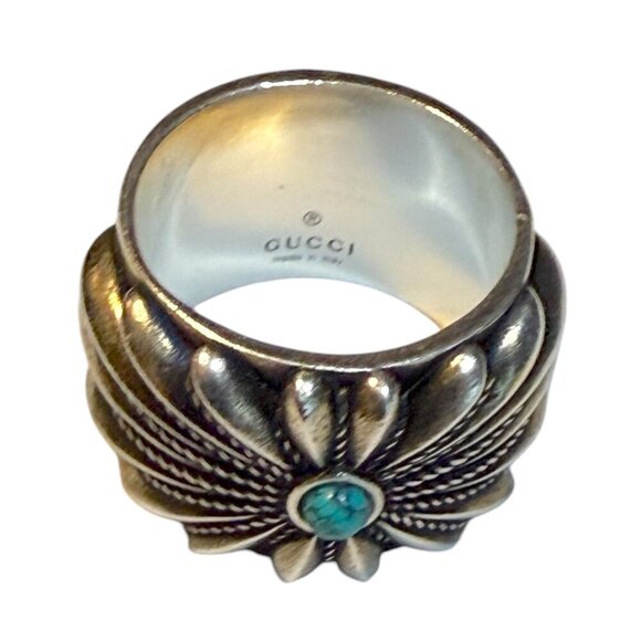 GUCCI Silver 925 Interlocking G Flower Ring 752454 J8749, sz 16, 19, 21 - Picture 8 of 12